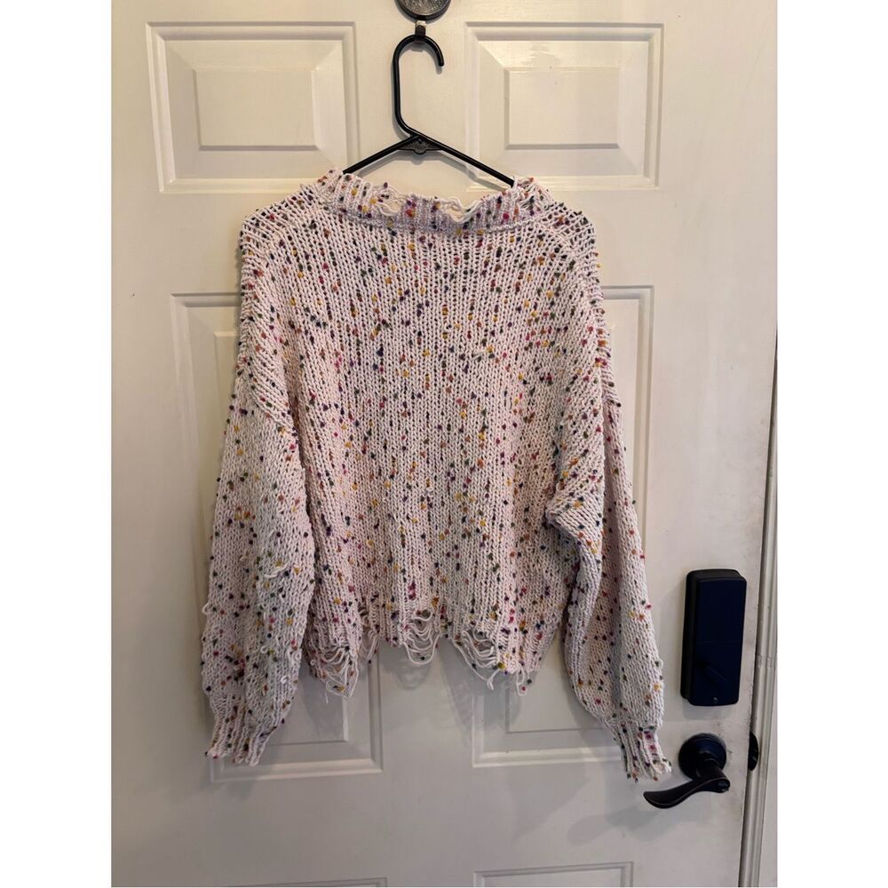 Anthropologie POL Multicolor Speckled Knit Sweater - Casual Cropped Pullover - Picture 5 of 5